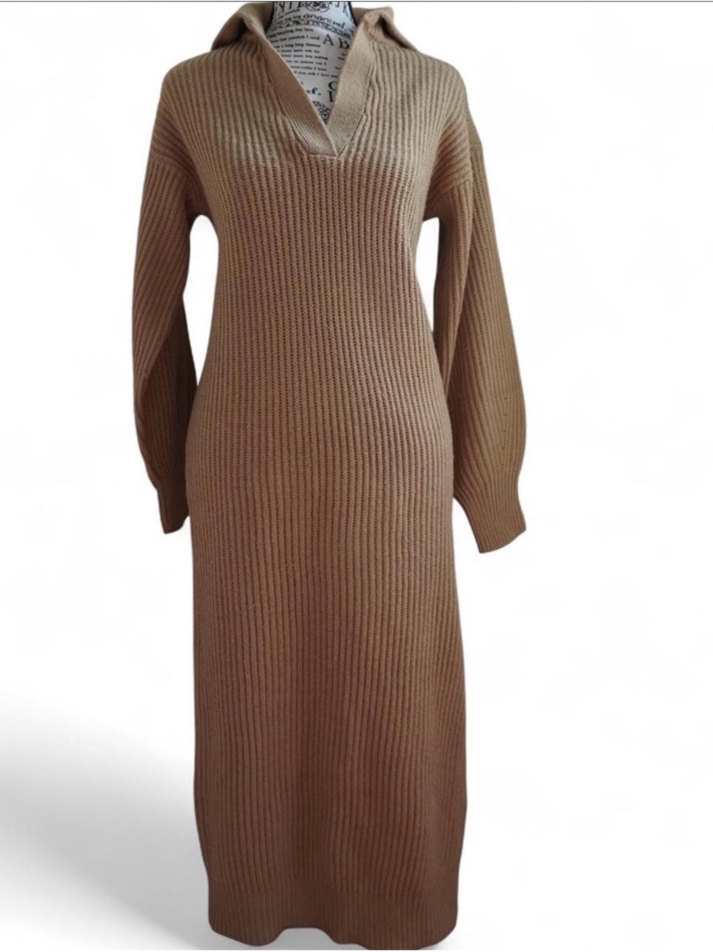 ASOS Camel Ribbed Maxi Sweater Dress